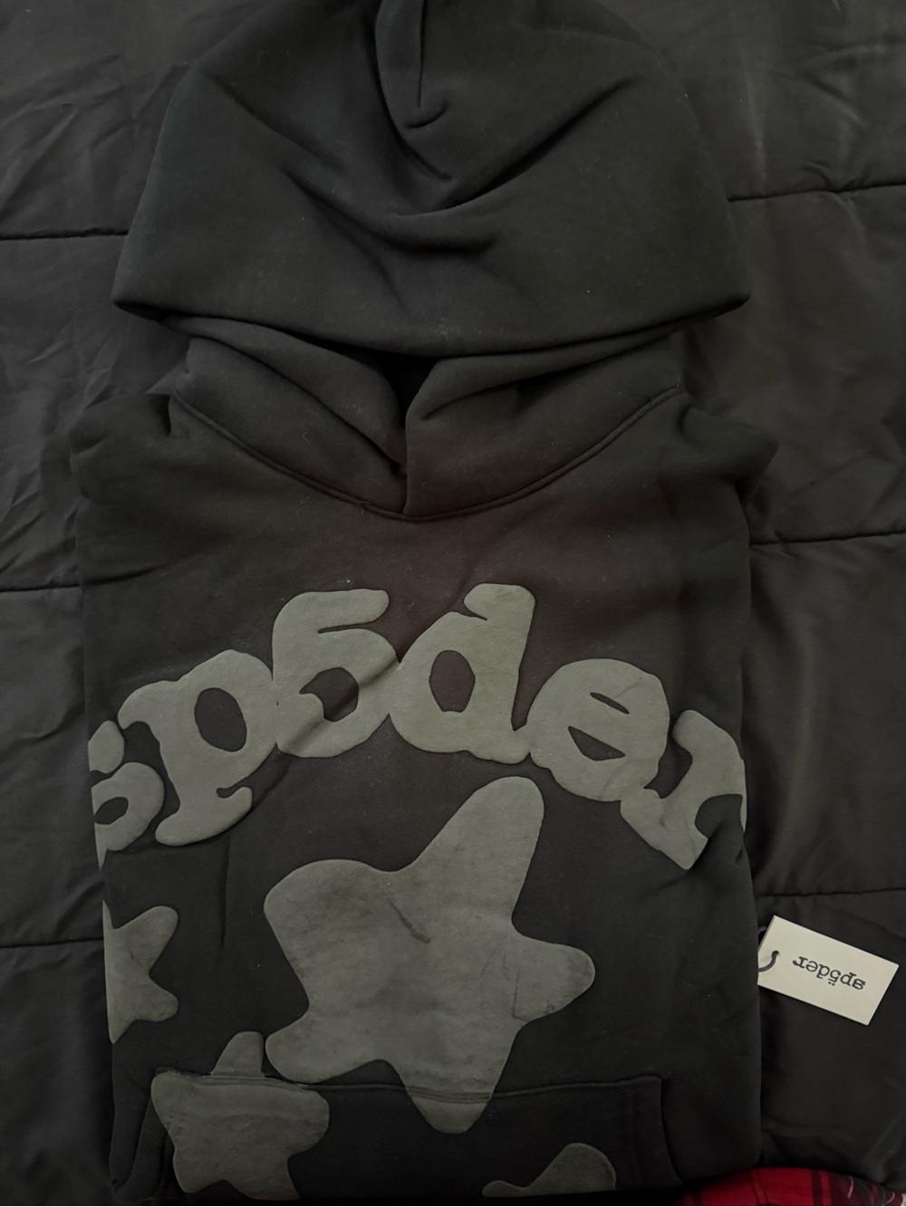 Black Hooded Sweatshirt with Star Graphic